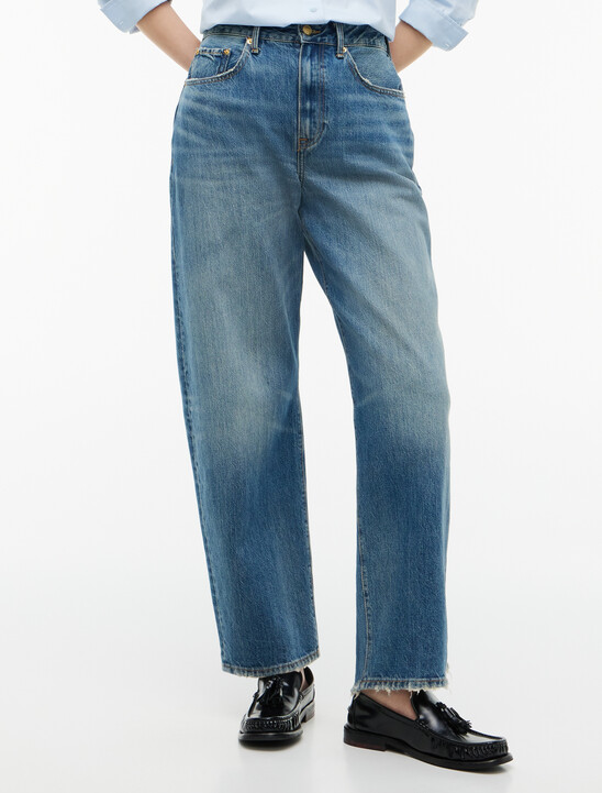 Quinn Mid Rise Barrel Faded Jeans