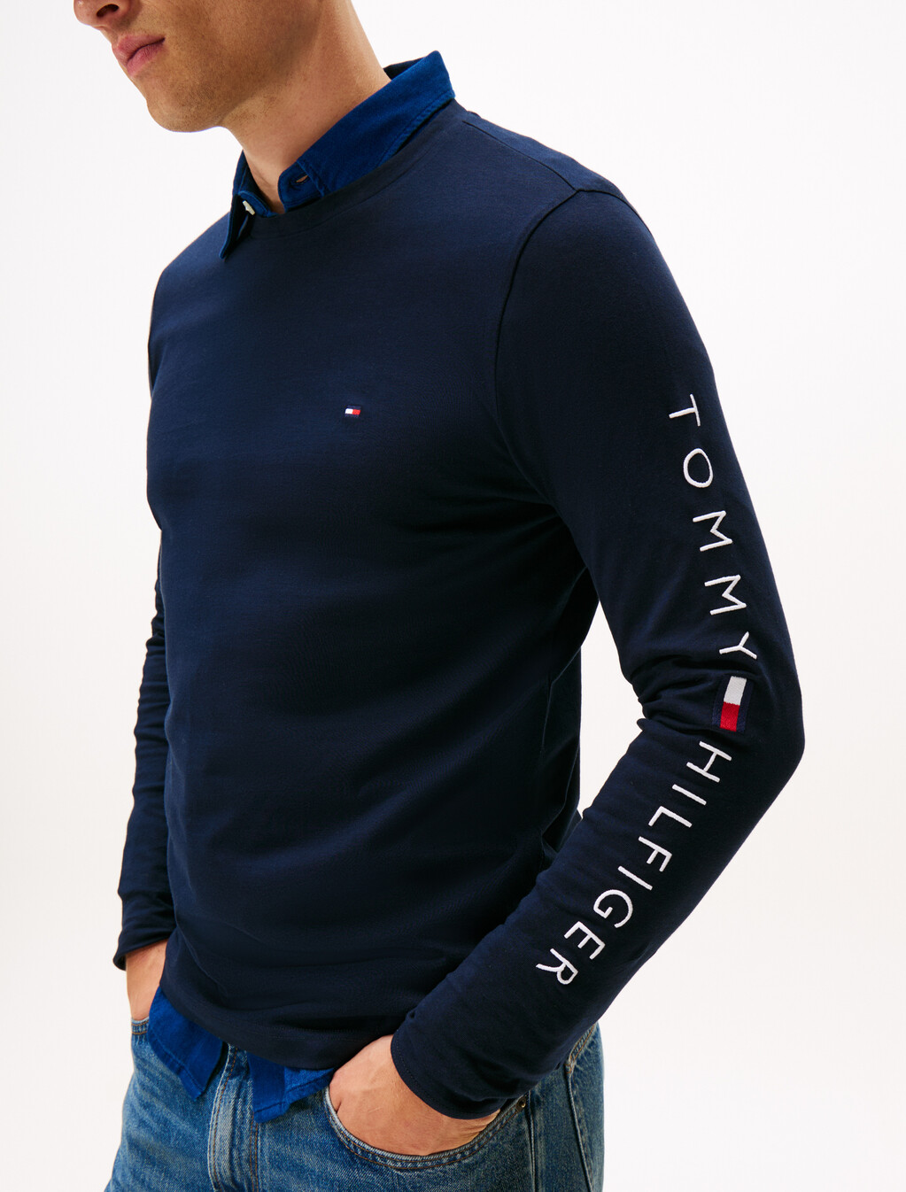 Tommy Logo Long Sleeve T-Shirt, Desert Sky, hi-res