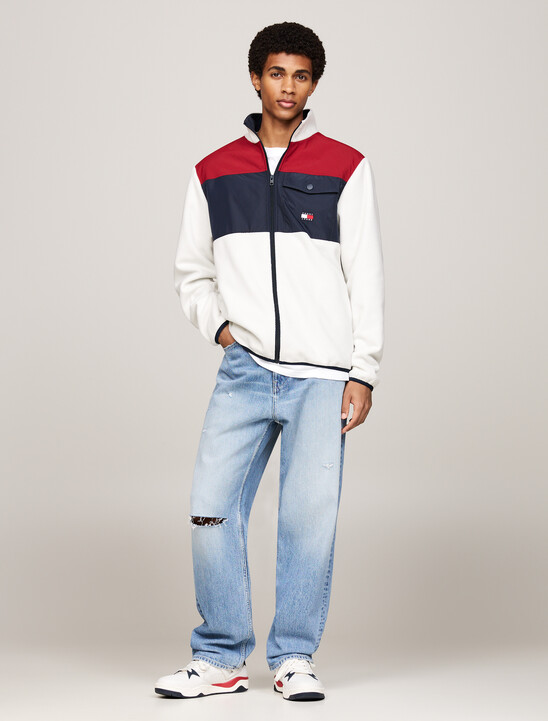Colour-Blocked Fleece Relaxed Sweatshirt