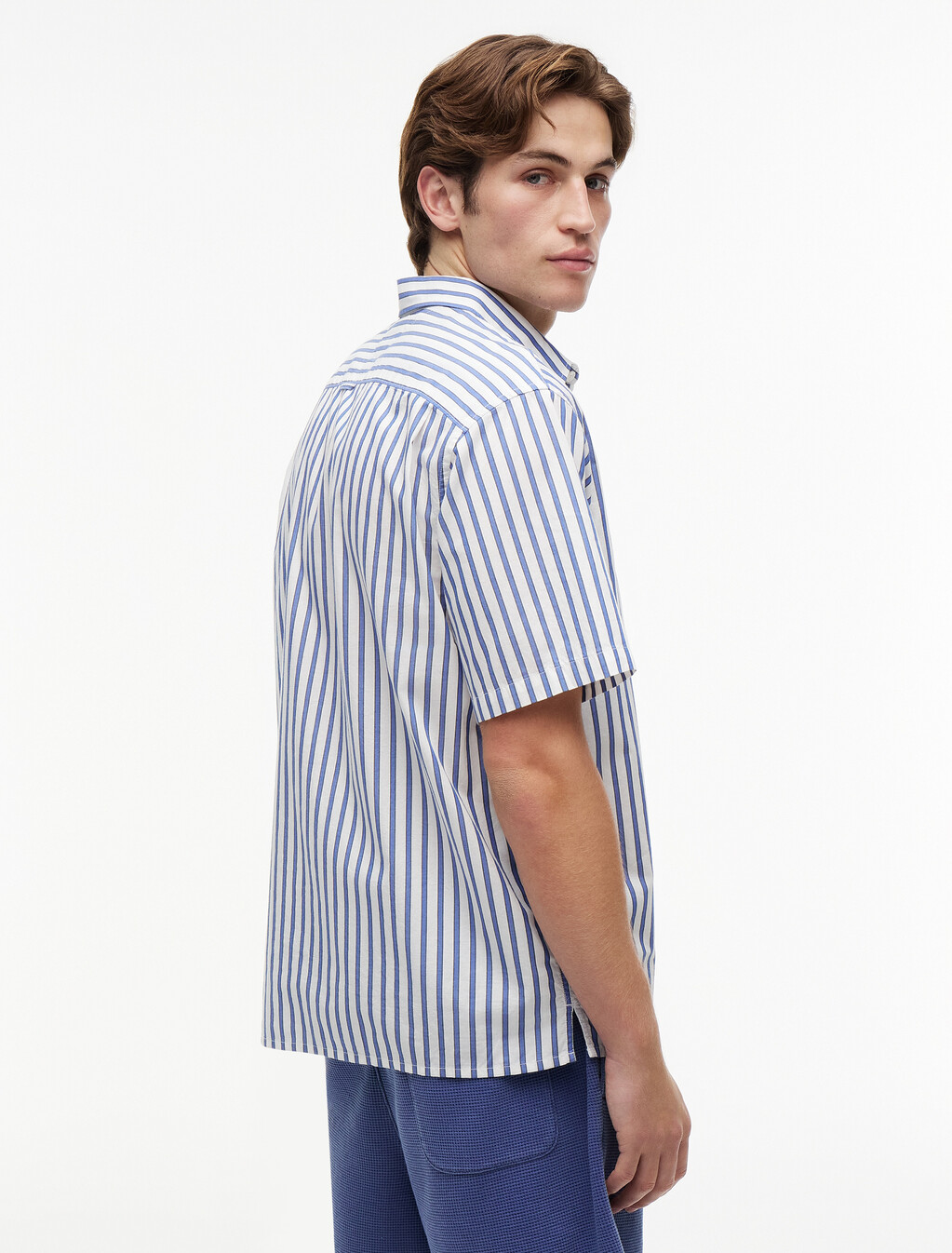 Relaxed Fit Stripe Short Sleeve Shirt, Providence Blue Stripe, hi-res