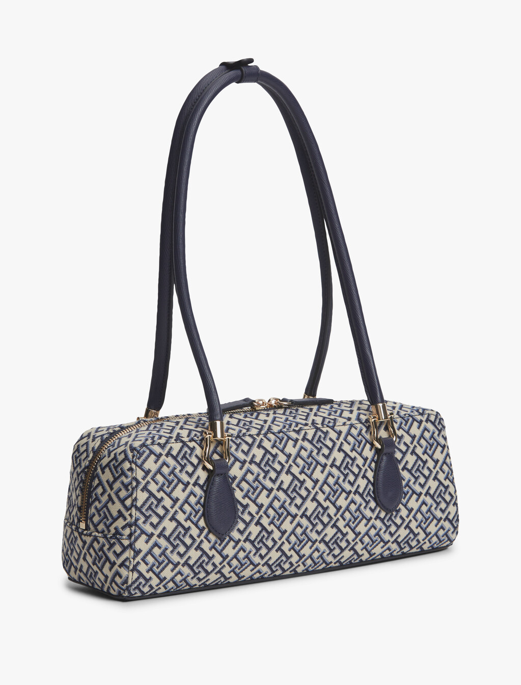 Textile Jacquard Rectangular Shoulder Bag, Blue Mono, hi-res