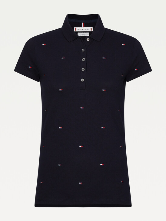 FLAG EMBROIDERY SLIM FIT POLO