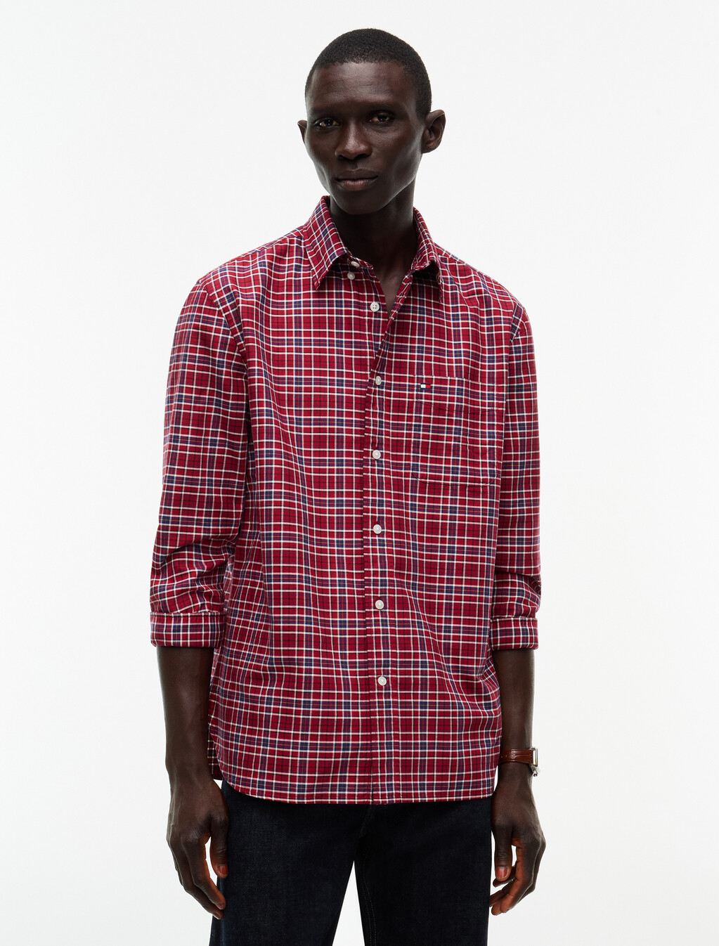 Relaxed Fit Tartan Check Oxford Shirt, Regatta Red / Check, hi-res