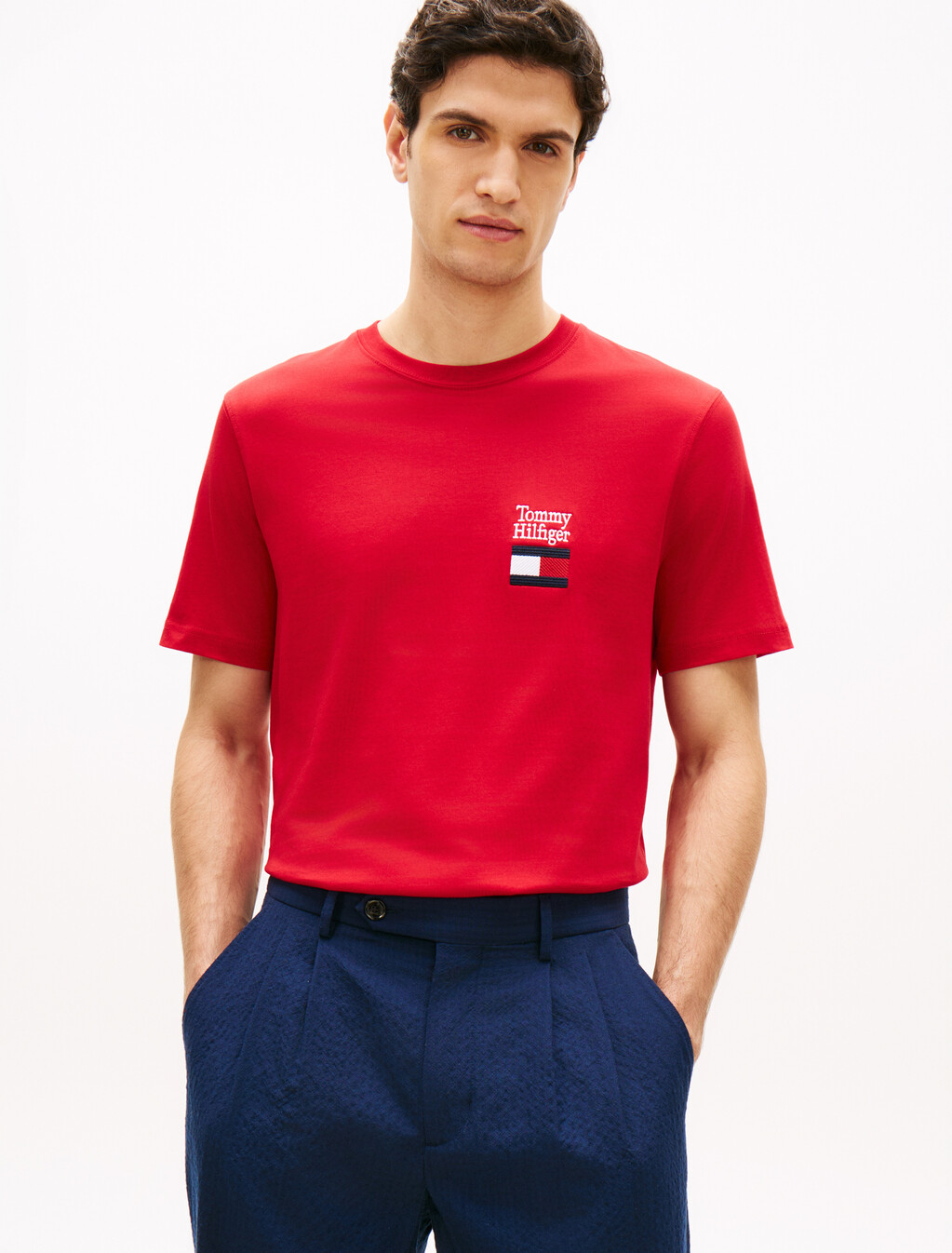 Logo Embroidery Jersey Crew Neck T-Shirt, Medium Red, hi-res