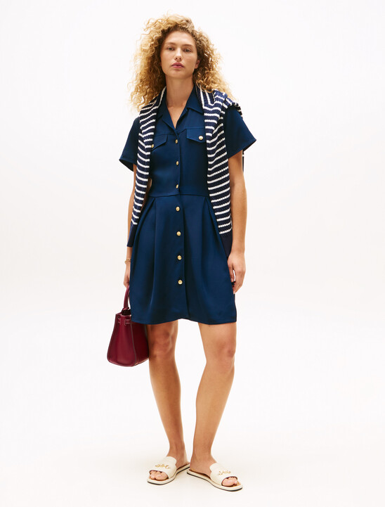 Viscose Twill Fit & Flare Mini Dress