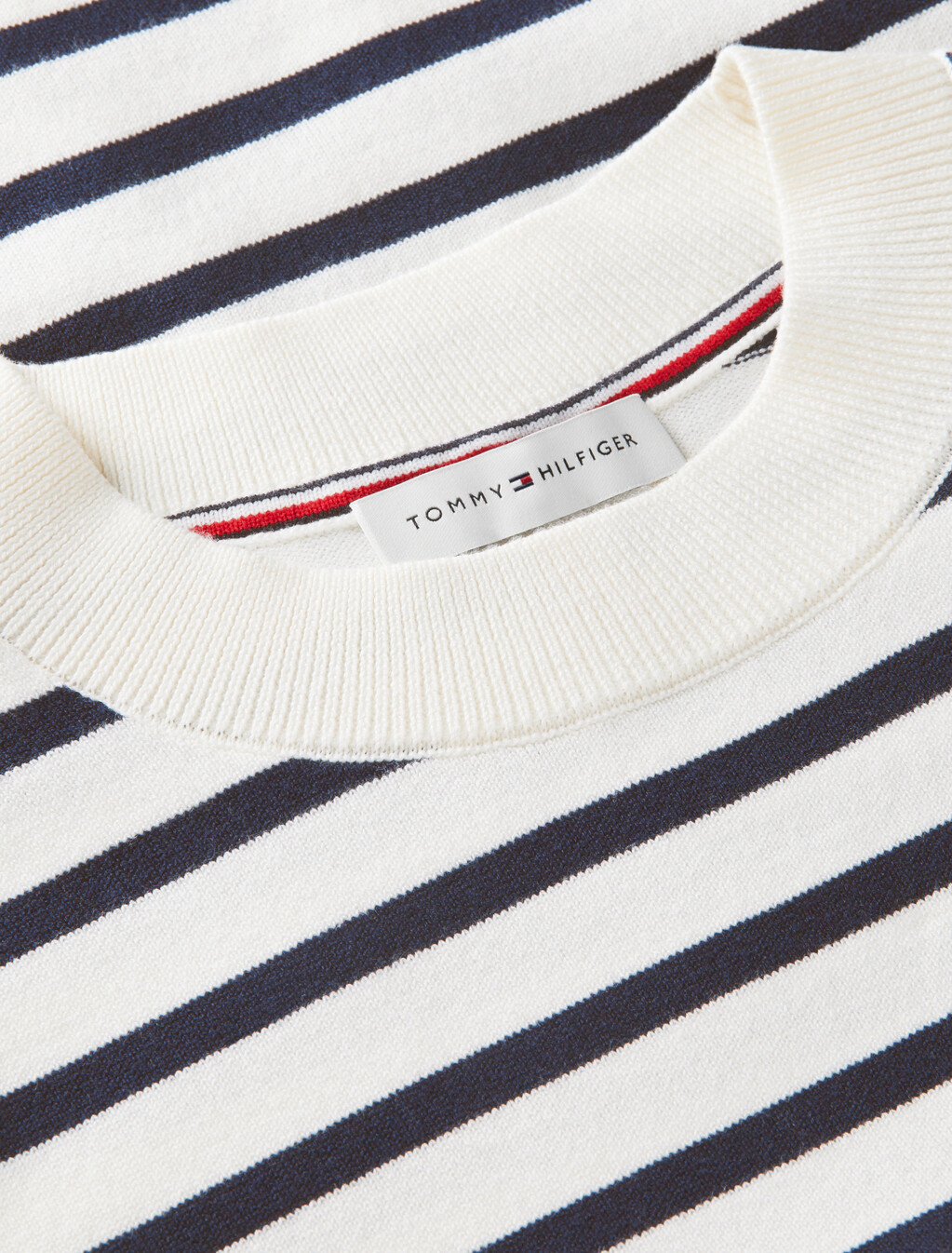 Fine Knit Jersey Short Sleeve Jumper, Ivory Petal/ Dark N Navy Breton Stp, hi-res