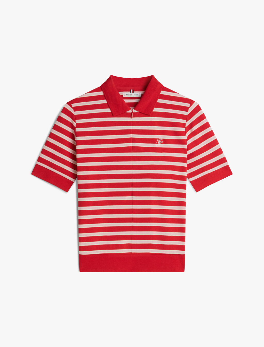 Regular Fit Pique Zip Polo Shirt, Primary Red/Bonita Pink/Calico Stp, hi-res