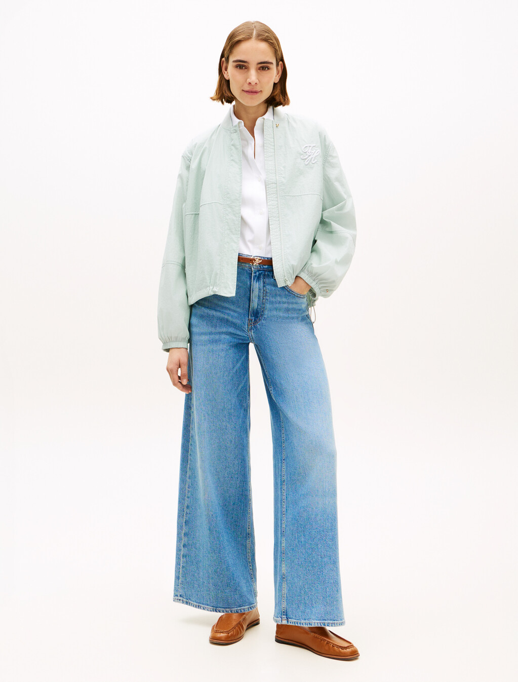 Logo Embroidery Balloon Sleeve Bomber Jacket, Silver Smoke, hi-res