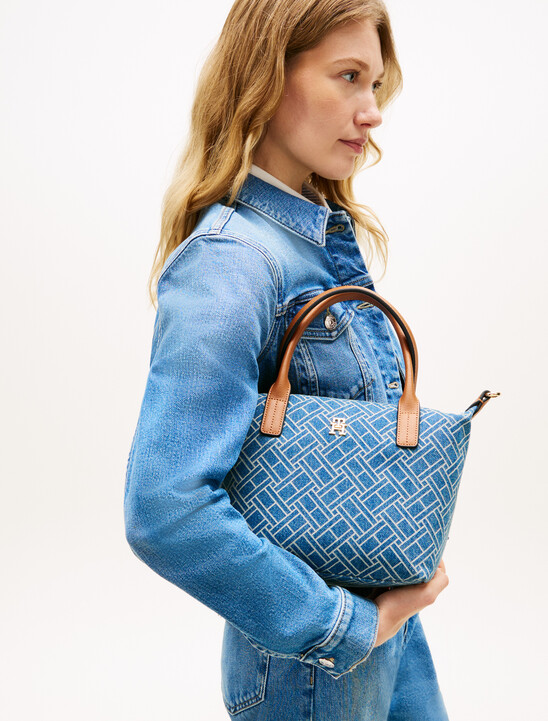 Flag Denim Crossbody Tote Bag