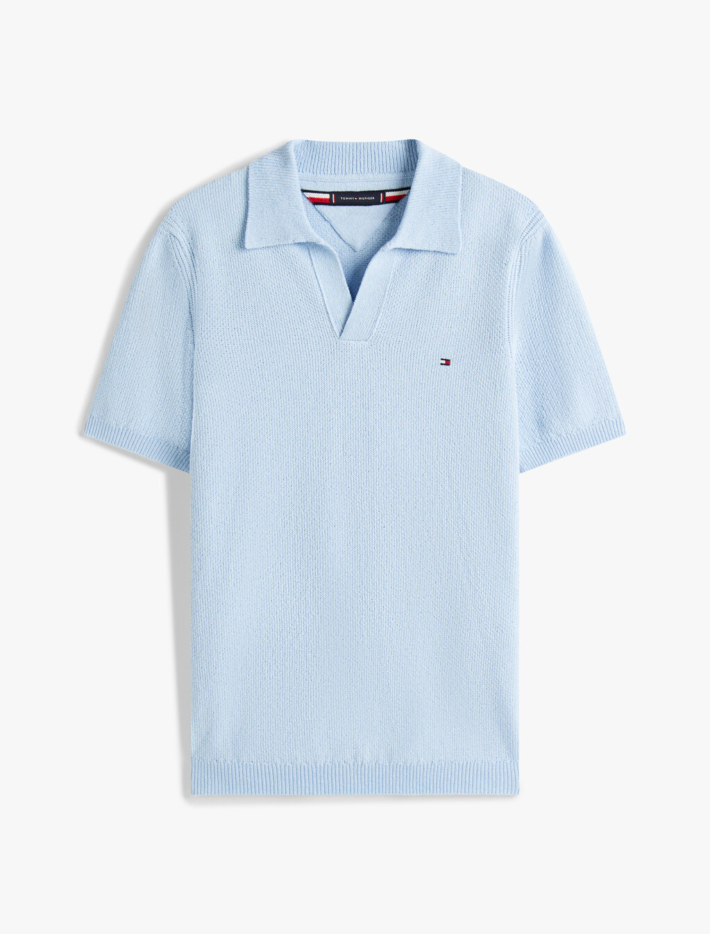 Textured Knit Polo, Breezy Blue, hi-res