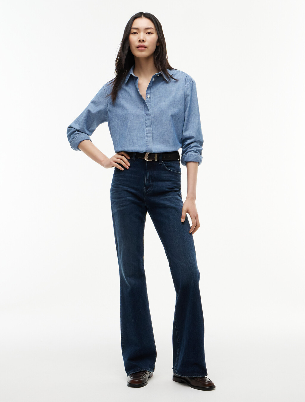 Sylvia High Rise Bootcut Faded Jeans, Blue Black, hi-res