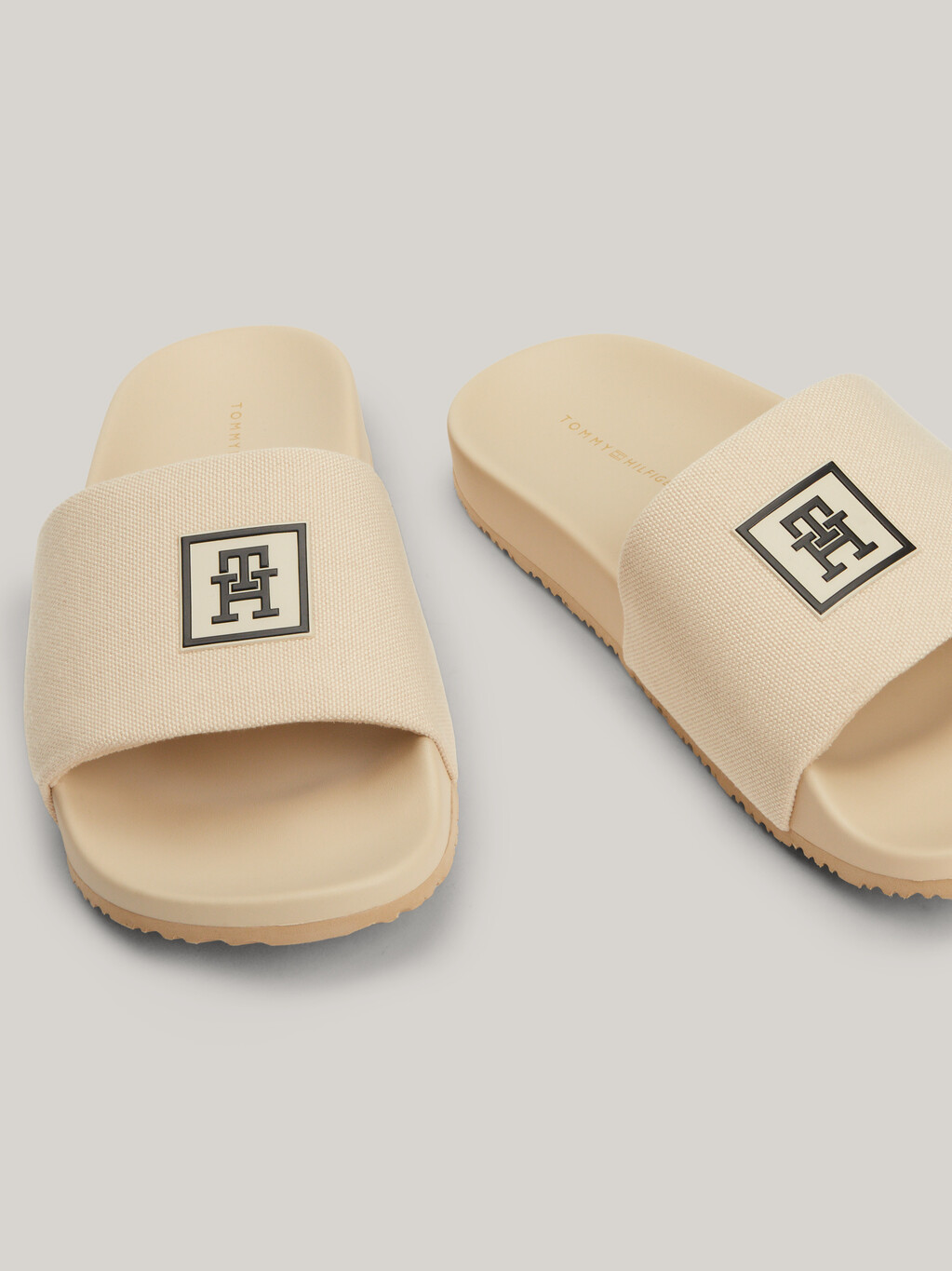 1985 Collection TH Monogram Pool Slides, White Clay, hi-res