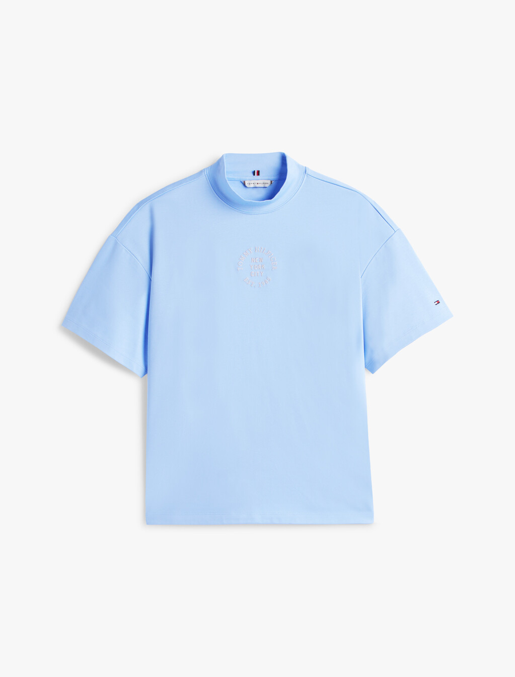 Stamp Print Relaxed Mock Neck T-Shirt, Vessel Blue, hi-res