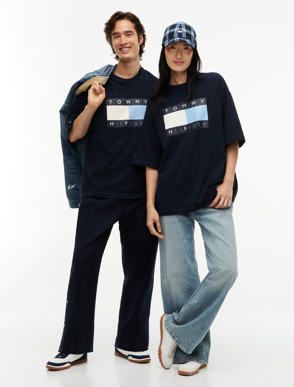 Washed Flag Relaxed Jersey T-Shirt, Navy Blue, hi-res