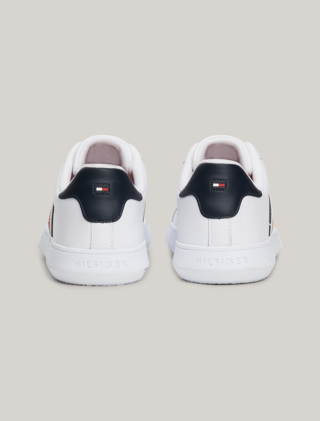 Essential Leather Cupsole Trainers, White, hi-res