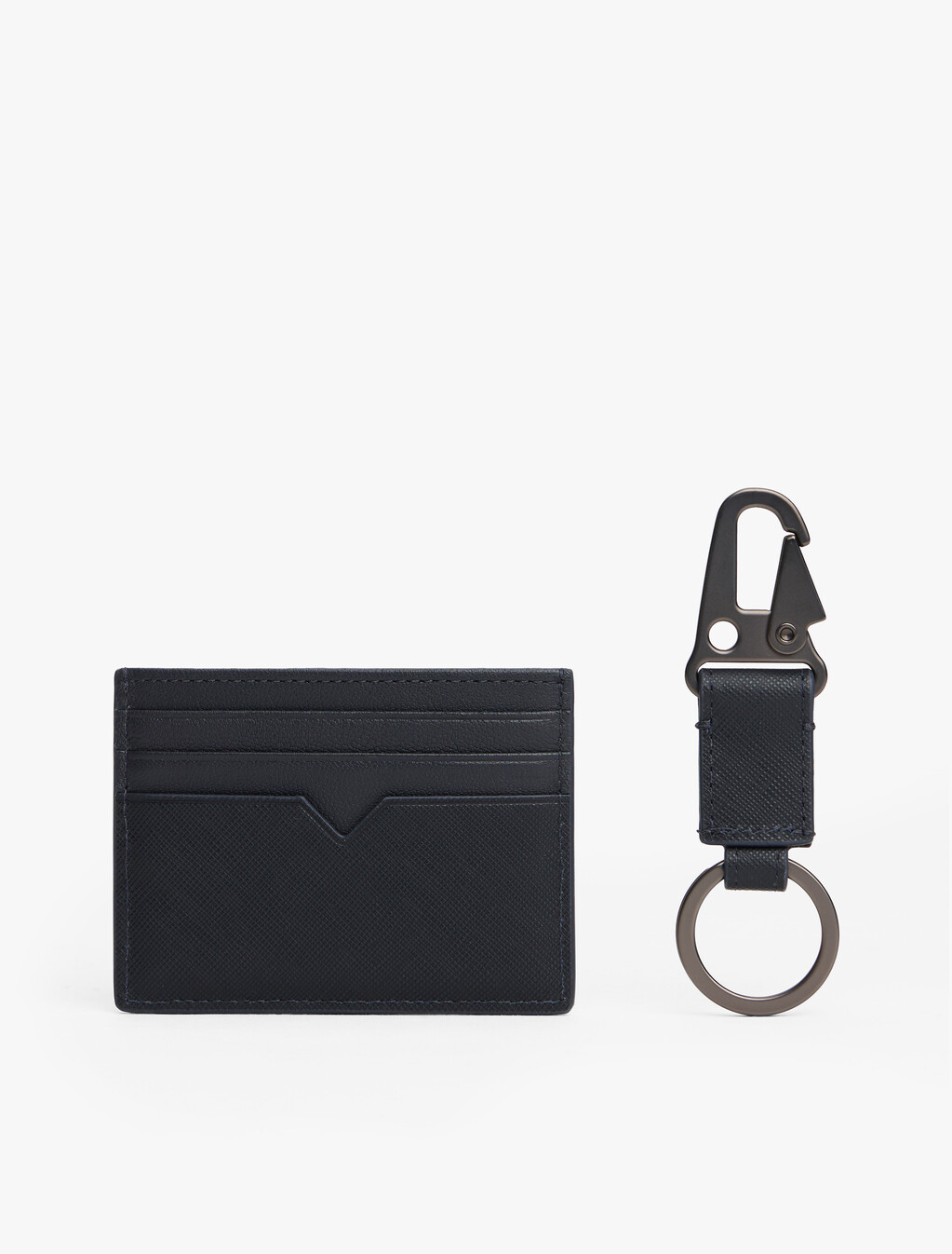 Leather Card Holder And Key Fob Set, Space Blue, hi-res