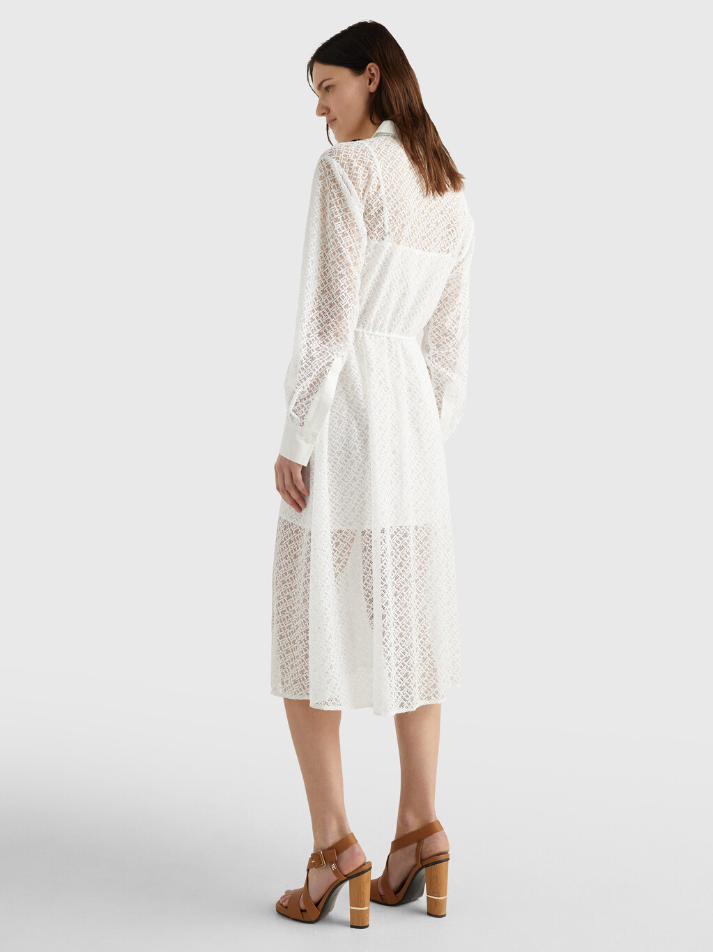 Lace Midi Shirt Dress, Th Optic White, hi-res