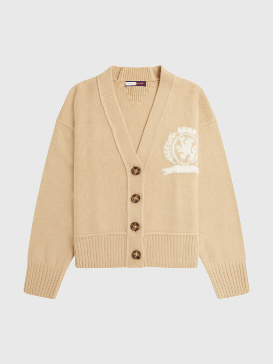 Crest Relaxed Letterman Wool Cardigan