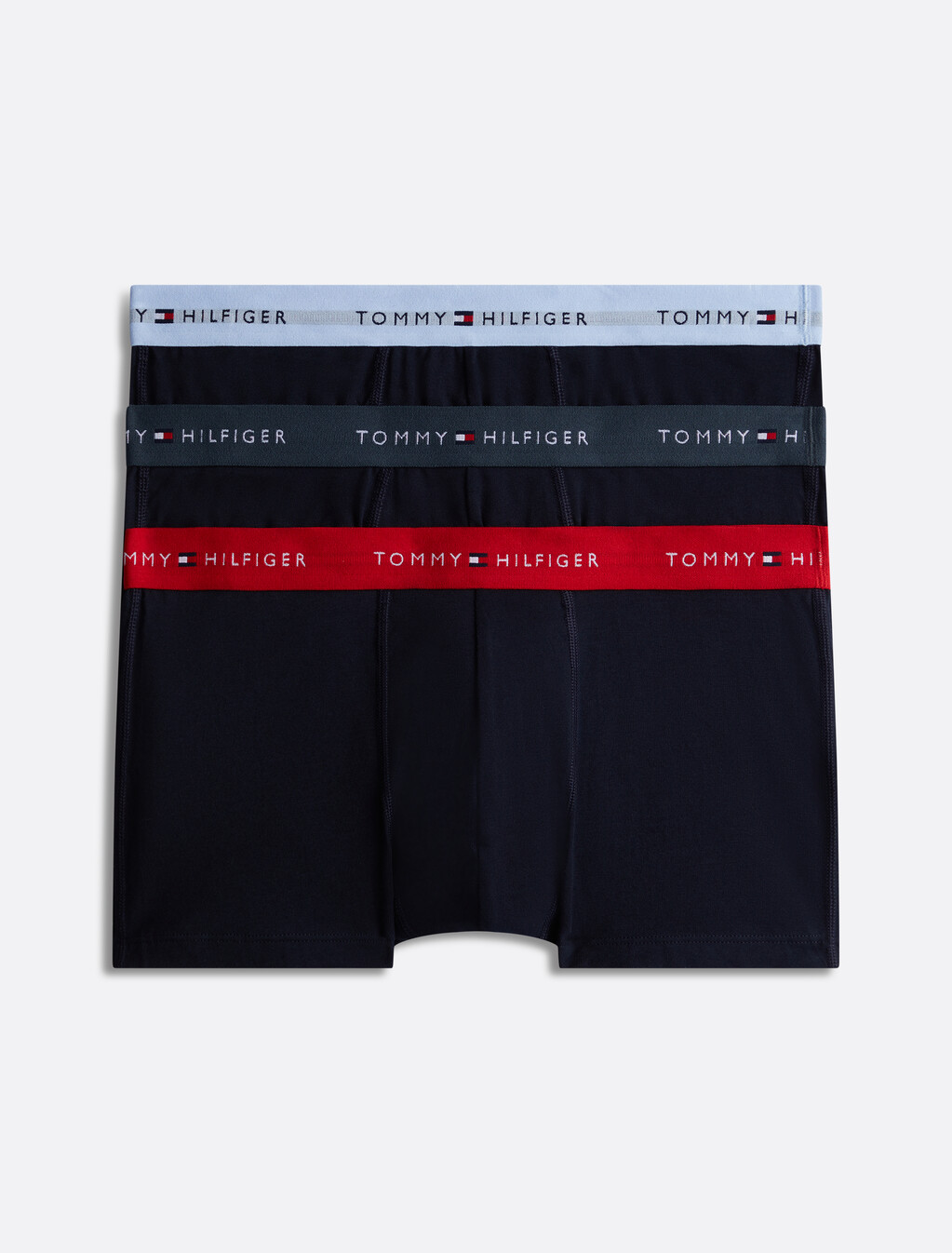 3-Pack Logo Waistband Trunks, Swt Blu/Mil Den/Prim Red, hi-res