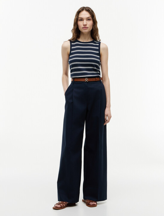 Stripe Slim Crew Neck Tank Top